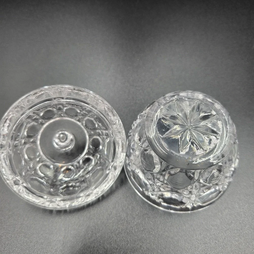 VTG MCM Cut Crystal Glass Lidded Sugar/Condiment Jar‎ Apple Elegant Cottagecore